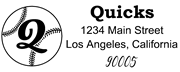 Baseball Outline Script Letter Q Monogram Stamp Sample